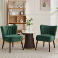 Acekool Velvet Accent Chair, Modern Wingback Lounge Chair with Wood Legs, Channel Tufted for Living Room and Bedroom