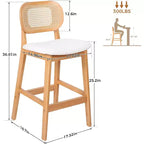 Tabouret de bar en rotin hauteur comptoir – Similicuir ou Boucle, assise de 64 cm