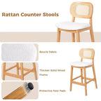 Tabouret de bar en rotin hauteur comptoir – Similicuir ou Boucle, assise de 64 cm
