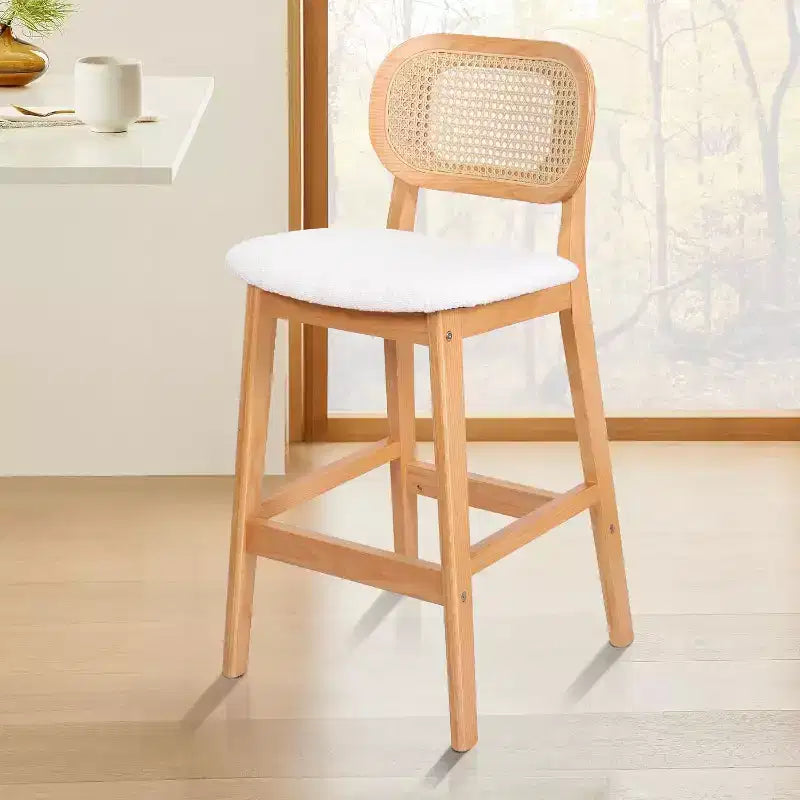 Tabouret de bar en rotin hauteur comptoir – Similicuir ou Boucle, assise de 64 cm