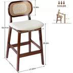 Tabouret de bar en rotin hauteur comptoir – Similicuir ou Boucle, assise de 64 cm