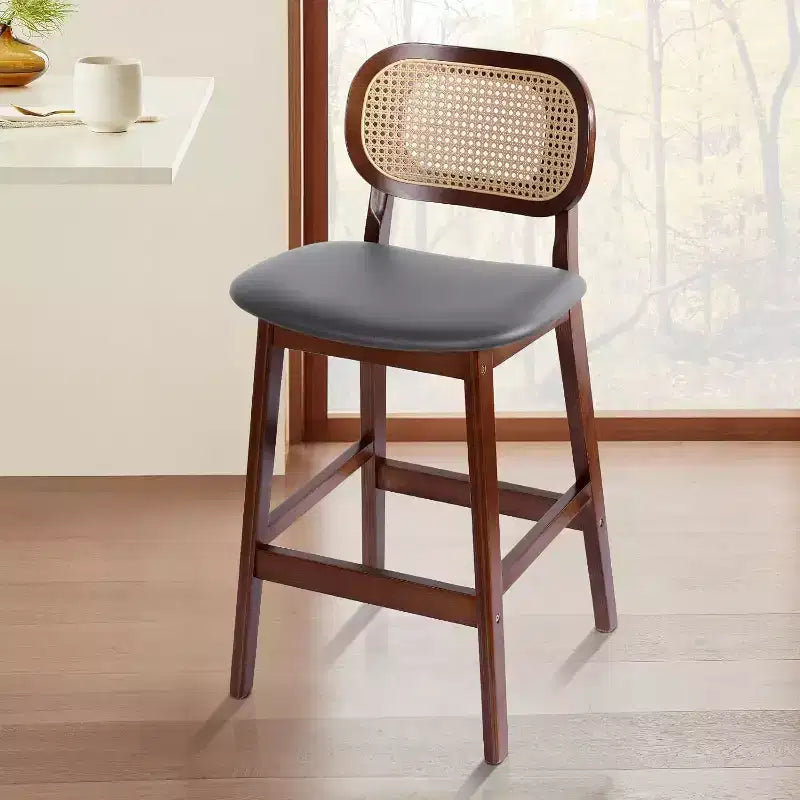 Tabouret de bar en rotin hauteur comptoir – Similicuir ou Boucle, assise de 64 cm