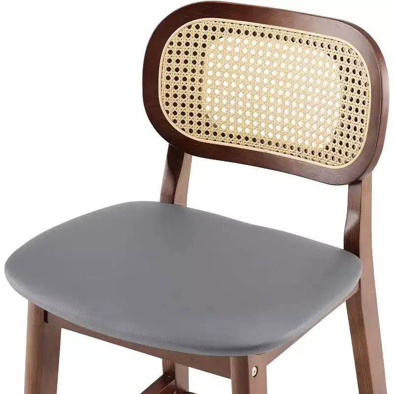 Tabouret de bar en rotin hauteur comptoir – Similicuir ou Boucle, assise de 64 cm