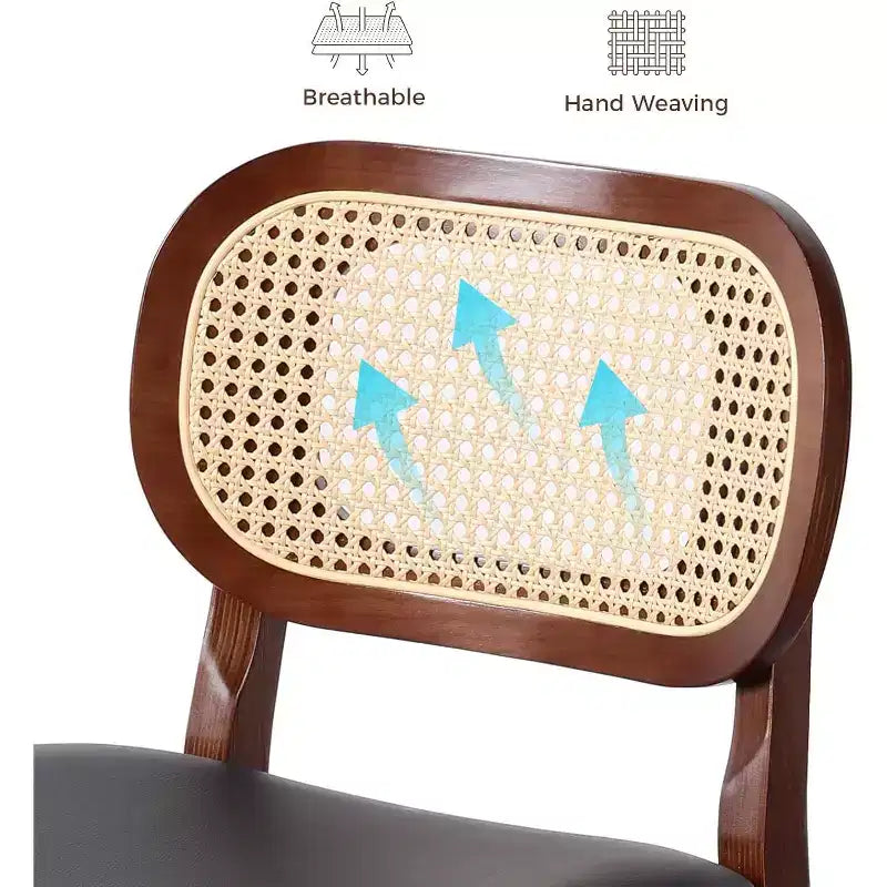 Tabouret de bar en rotin hauteur comptoir – Similicuir ou Boucle, assise de 64 cm