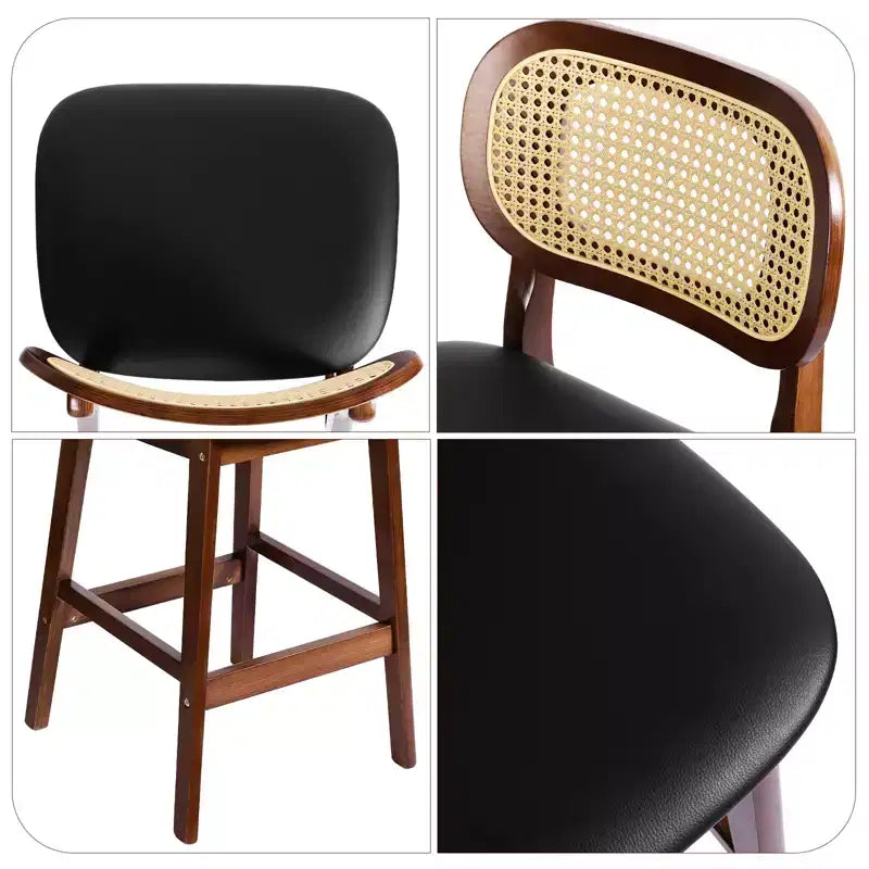 Tabouret de bar en rotin hauteur comptoir – Similicuir ou Boucle, assise de 64 cm