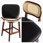 Tabouret de bar en rotin hauteur comptoir – Similicuir ou Boucle, assise de 64 cm