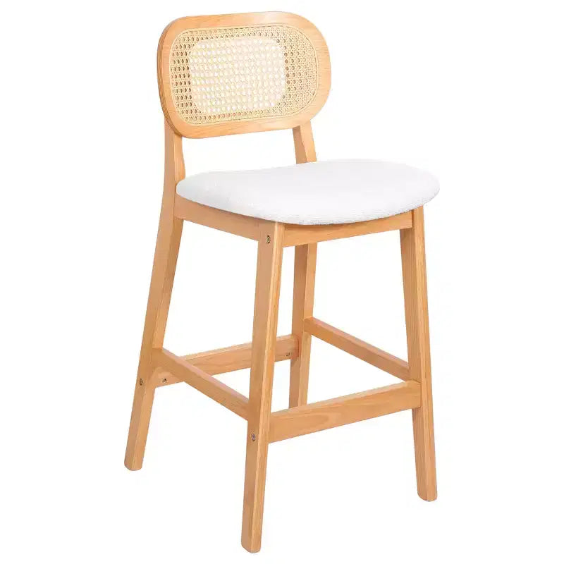 Tabouret de bar en rotin hauteur comptoir – Similicuir ou Boucle, assise de 64 cm
