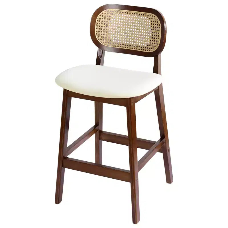 Tabouret de bar en rotin hauteur comptoir – Similicuir ou Boucle, assise de 64 cm
