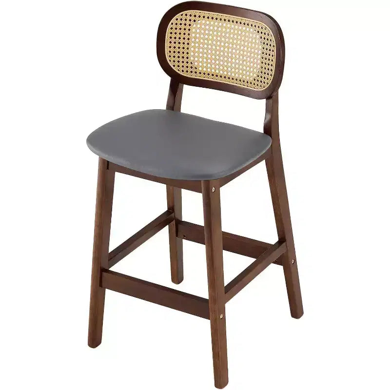 Tabouret de bar en rotin hauteur comptoir – Similicuir ou Boucle, assise de 64 cm