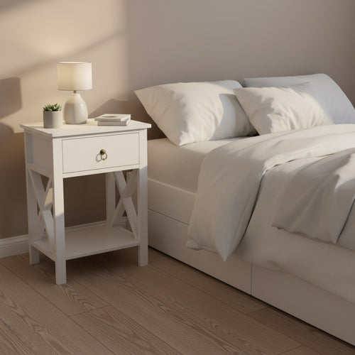 Karl Home 1-Drawer White MDF (Medium-Density Fiberboard) 15.75in. W Nightstands