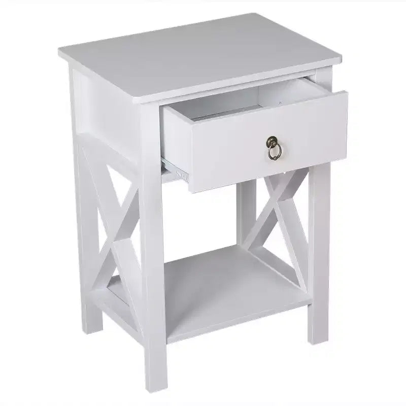 Table de chevet 1 tiroir en MDF blanc – 40 cm de large
