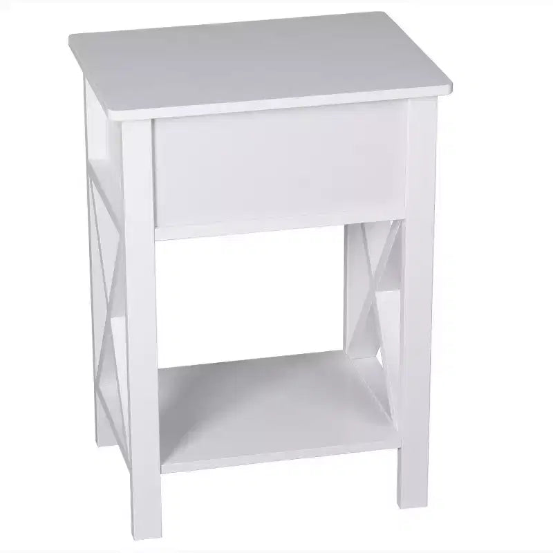 Table de chevet 1 tiroir en MDF blanc – 40 cm de large