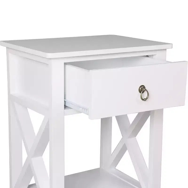 Table de chevet 1 tiroir en MDF blanc – 40 cm de large