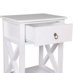 Table de chevet 1 tiroir en MDF blanc – 40 cm de large