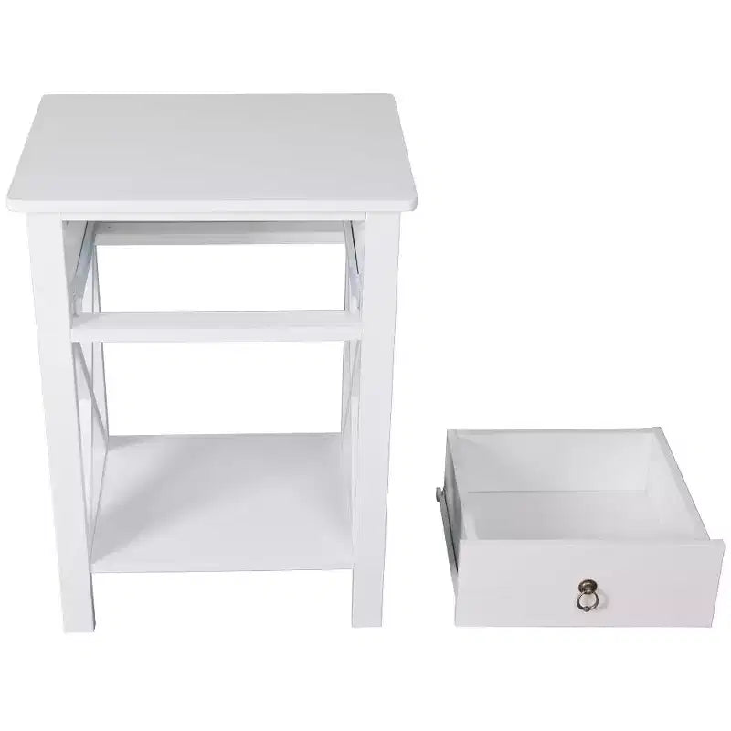 Table de chevet 1 tiroir en MDF blanc – 40 cm de large