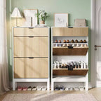 Meuble à chaussures avec 2 tiroirs basculants, organisateur de chaussures style ferme avec pieds en métal, porte-chaussures étroit pour entrée, hall, couloir