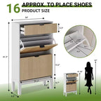 Meuble à chaussures avec 2 tiroirs basculants, organisateur de chaussures style ferme avec pieds en métal, porte-chaussures étroit pour entrée, hall, couloir