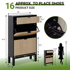 Meuble à chaussures avec 2 tiroirs basculants, organisateur de chaussures style ferme avec pieds en métal, porte-chaussures étroit pour entrée, hall, couloir