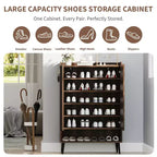 Grand meuble à chaussures avec portesOrganisateur de chaussures à 6 niveaux avec 2 portes et crochets supplémentaires pour le couloir, l'entrée, le salon