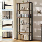 Bibliothèque de 180 cm de haut, Étagère industrielle, Bibliothèque sur pied, Grandes étagères pour salon, Étagère de rangement pour bureau à domicile