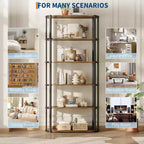 Bibliothèque de 180 cm de haut, Étagère industrielle, Bibliothèque sur pied, Grandes étagères pour salon, Étagère de rangement pour bureau à domicile