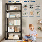 Bibliothèque de 180 cm de haut, Étagère industrielle, Bibliothèque sur pied, Grandes étagères pour salon, Étagère de rangement pour bureau à domicile