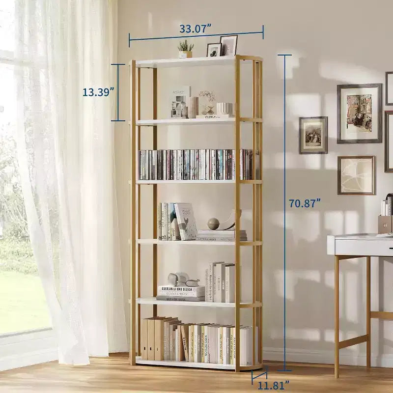 Bibliothèque de 180 cm de haut, Étagère industrielle, Bibliothèque sur pied, Grandes étagères pour salon, Étagère de rangement pour bureau à domicile