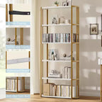 Bibliothèque de 180 cm de haut, Étagère industrielle, Bibliothèque sur pied, Grandes étagères pour salon, Étagère de rangement pour bureau à domicile