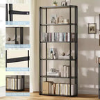 Bibliothèque de 180 cm de haut, Étagère industrielle, Bibliothèque sur pied, Grandes étagères pour salon, Étagère de rangement pour bureau à domicile