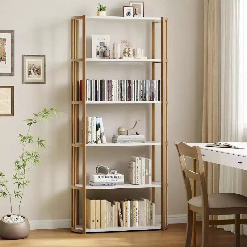 Bibliothèque de 180 cm de haut, Étagère industrielle, Bibliothèque sur pied, Grandes étagères pour salon, Étagère de rangement pour bureau à domicile
