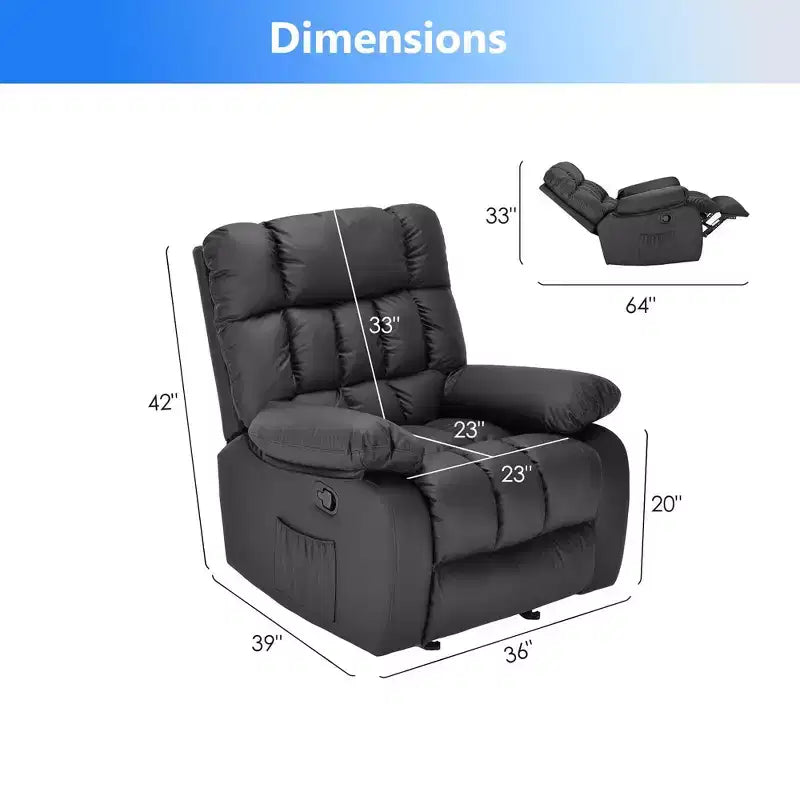 Fauteuil inclinable ergonomique avec inclinaison et repose-pieds réglables – Noir