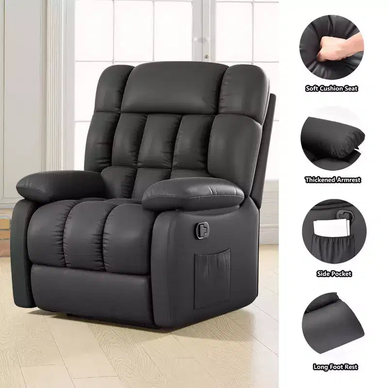 Fauteuil inclinable ergonomique avec inclinaison et repose-pieds réglables – Noir