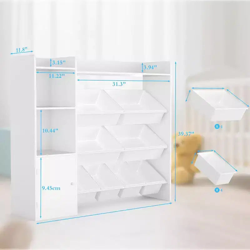 Organisateur de rangement de jouets pour enfants avec 8 bacs en plastique multicolores Solution de rangement de jouets parfaite Étagère à livres et rangement de jouets pour chambre d'étude, chambre d'enfants