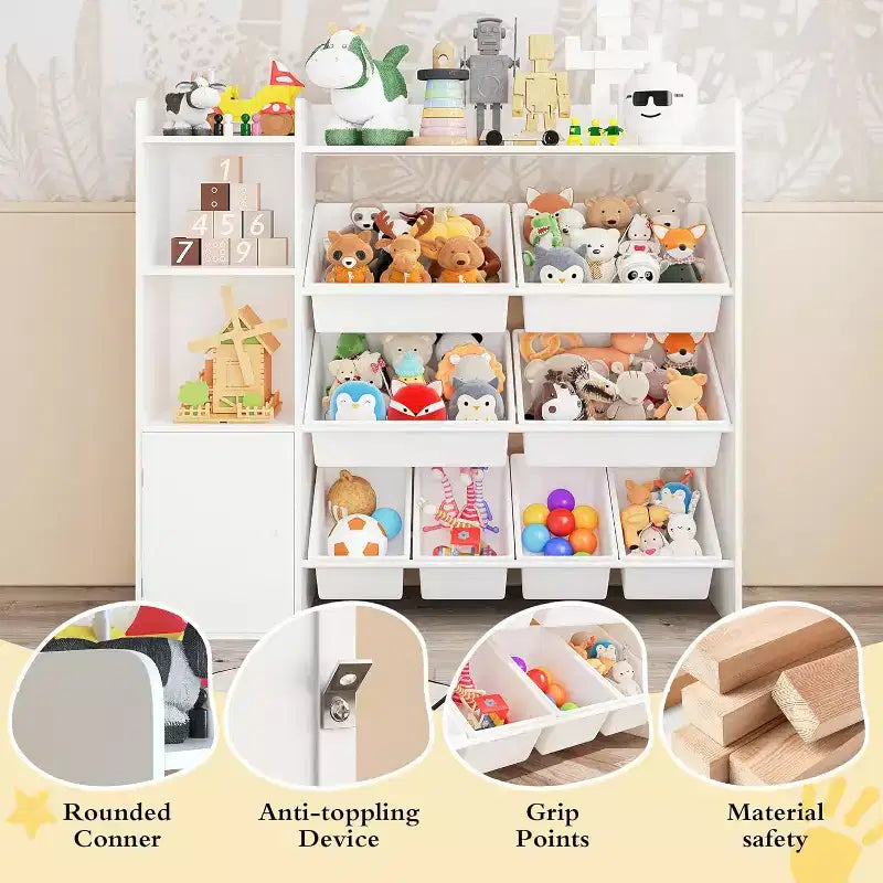 Organisateur de rangement de jouets pour enfants avec 8 bacs en plastique multicolores Solution de rangement de jouets parfaite Étagère à livres et rangement de jouets pour chambre d'étude, chambre d'enfants