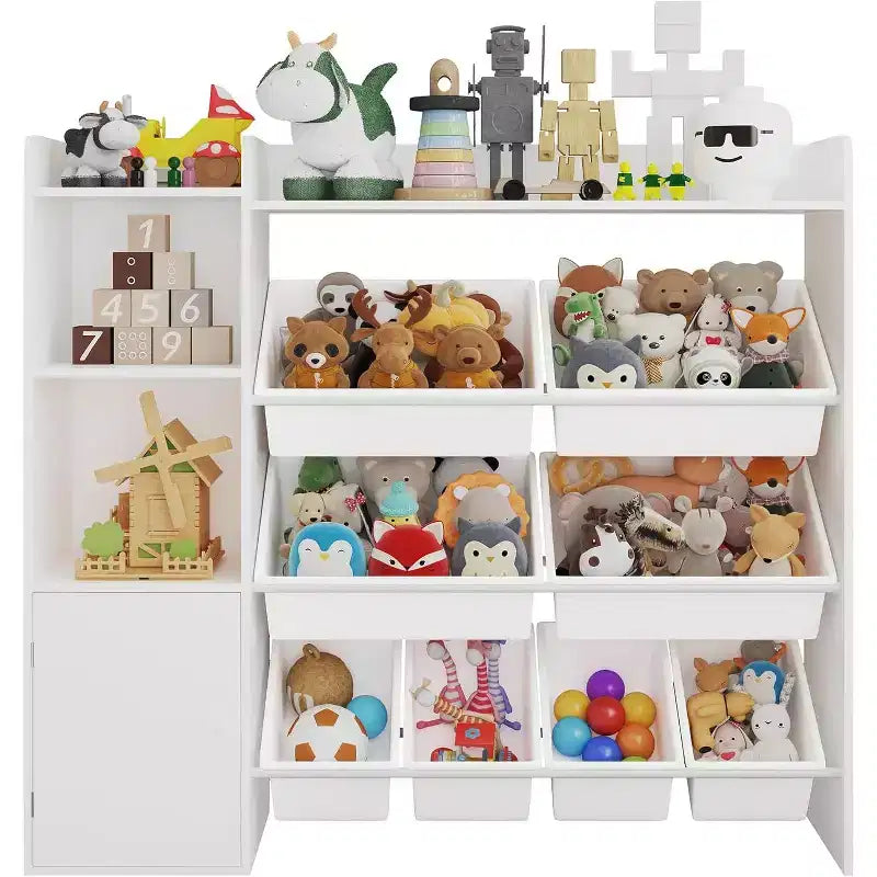 Organisateur de rangement de jouets pour enfants avec 8 bacs en plastique multicolores Solution de rangement de jouets parfaite Étagère à livres et rangement de jouets pour chambre d'étude, chambre d'enfants