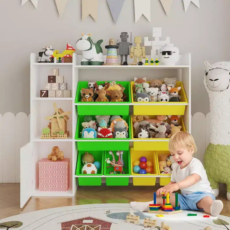 Organisateur de rangement de jouets pour enfants avec 8 bacs en plastique multicolores Solution de rangement de jouets parfaite Étagère à livres et rangement de jouets pour chambre d'étude, chambre d'enfants
