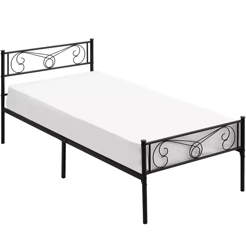 Cadre de lit métallique pour enfants, Taille Double, Cadre de lit double avec tête et pied de lit, Support à lattes en acier, Pas besoin de sommier tapissier