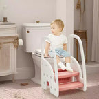 Marchepied pour enfants avec poignées, marchepied réglable à 3 niveaux pour tout-petits avec design antidérapant, marchepied en plastique pour salle de bain, lavabo