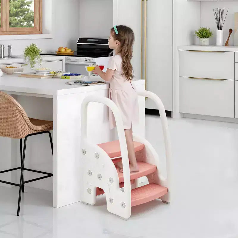 Marchepied pour enfants avec poignées, marchepied réglable à 3 niveaux pour tout-petits avec design antidérapant, marchepied en plastique pour salle de bain, lavabo