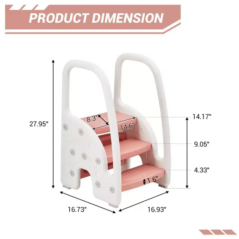 Marchepied pour enfants avec poignées, marchepied réglable à 3 niveaux pour tout-petits avec design antidérapant, marchepied en plastique pour salle de bain, lavabo