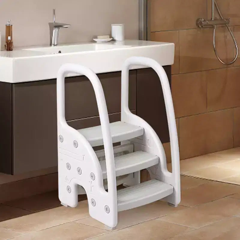 Marchepied pour enfants avec poignées, marchepied réglable à 3 niveaux pour tout-petits avec design antidérapant, marchepied en plastique pour salle de bain, lavabo