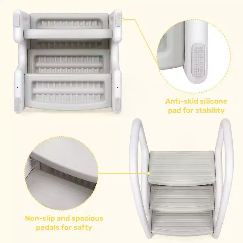 Marchepied pour enfants avec poignées, marchepied réglable à 3 niveaux pour tout-petits avec design antidérapant, marchepied en plastique pour salle de bain, lavabo