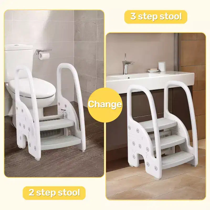 Marchepied pour enfants avec poignées, marchepied réglable à 3 niveaux pour tout-petits avec design antidérapant, marchepied en plastique pour salle de bain, lavabo