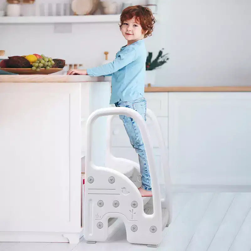 Marchepied pour enfants avec poignées, marchepied réglable à 3 niveaux pour tout-petits avec design antidérapant, marchepied en plastique pour salle de bain, lavabo