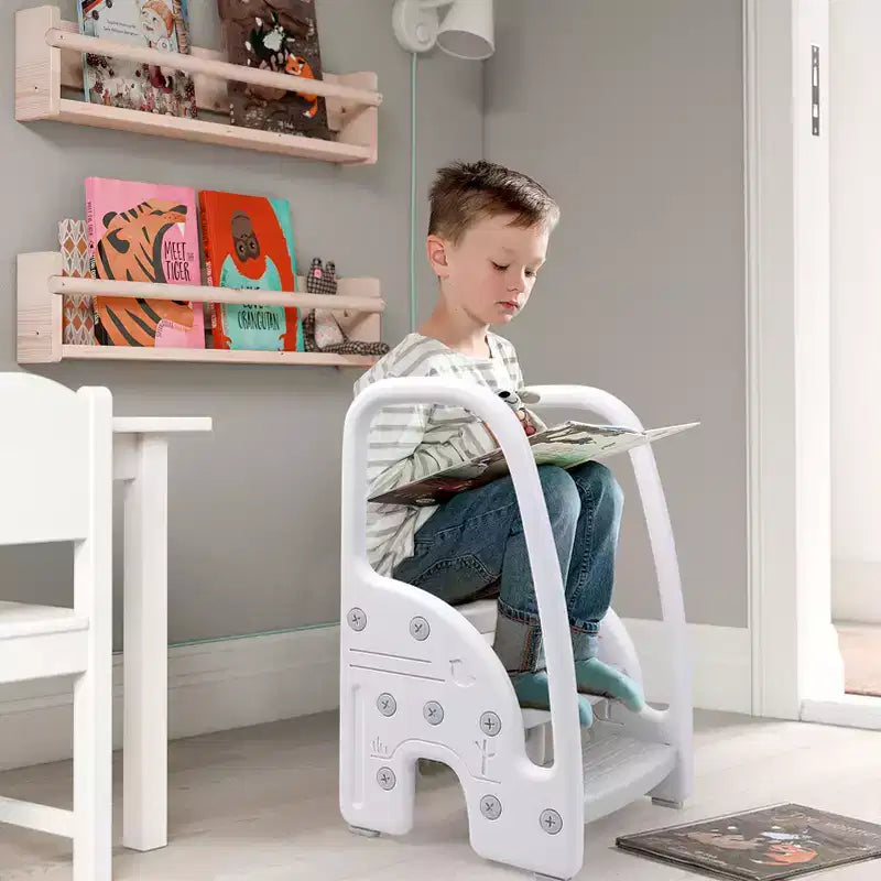Marchepied pour enfants avec poignées, marchepied réglable à 3 niveaux pour tout-petits avec design antidérapant, marchepied en plastique pour salle de bain, lavabo