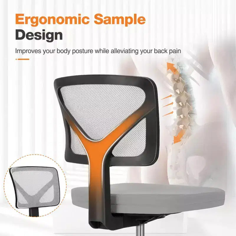 Chaise de bureau à roulettes ergonomique et moderne en maille à dossier bas