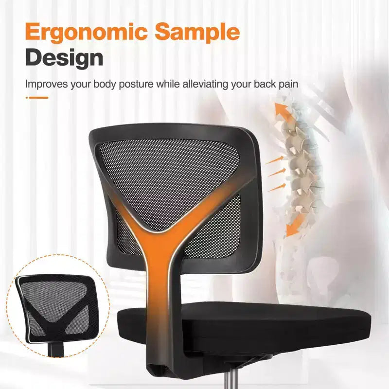 Chaise de bureau à roulettes ergonomique et moderne en maille à dossier bas