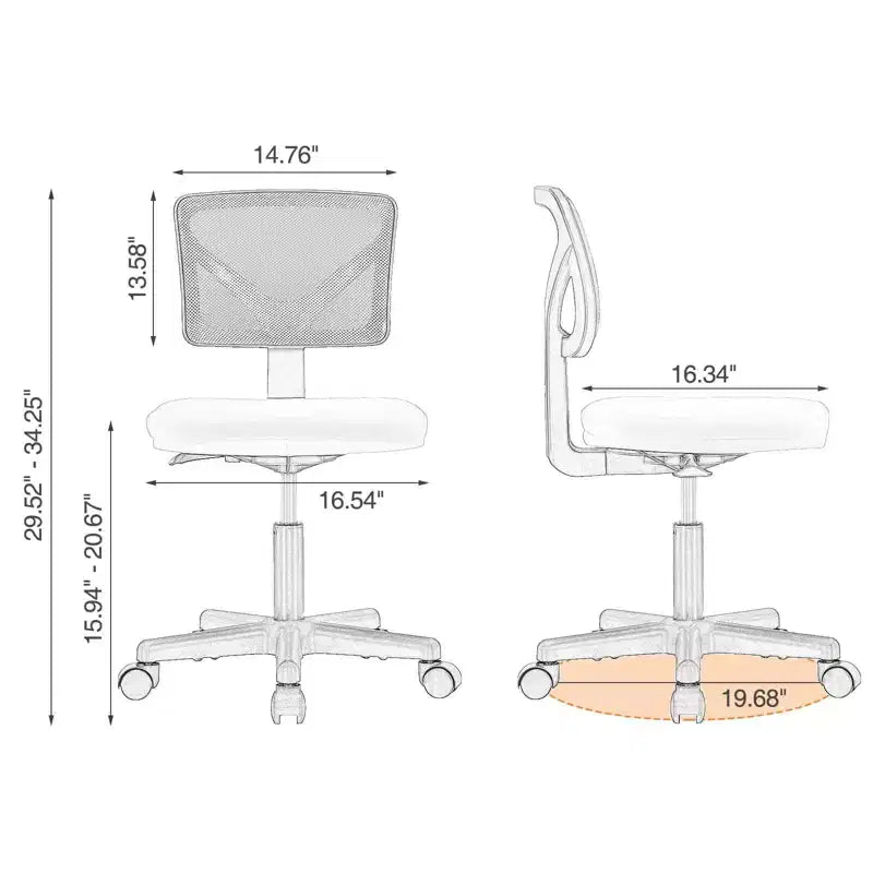 Chaise de bureau à roulettes ergonomique et moderne en maille à dossier bas