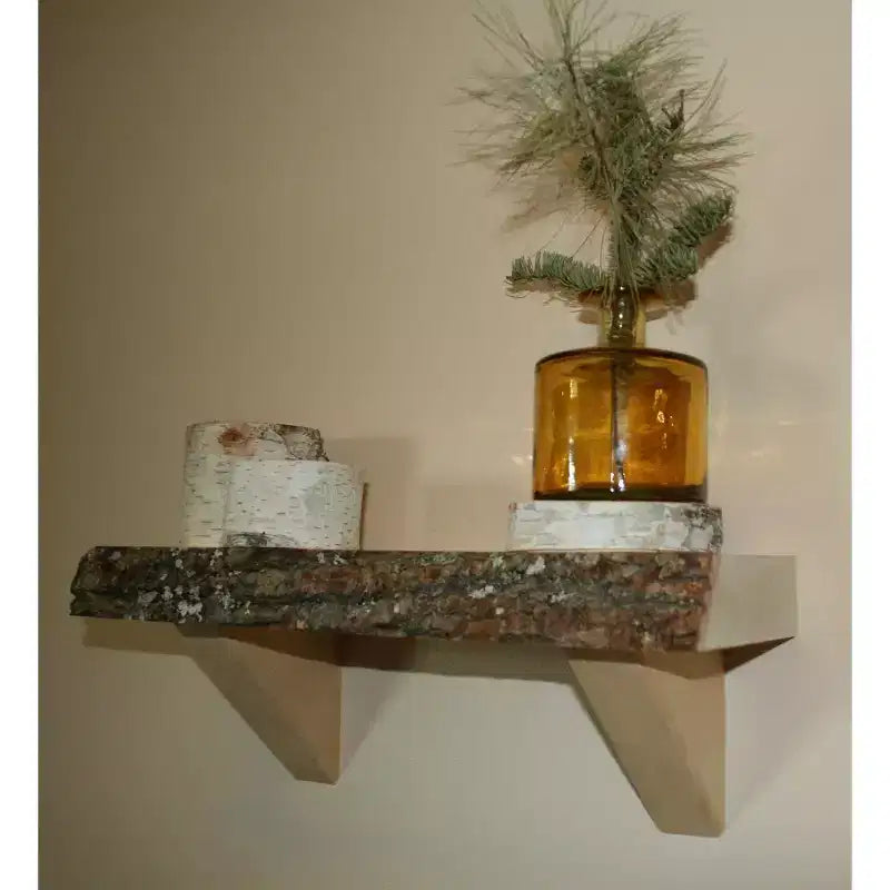 Kit d'étagère murale en tilleul à bordure naturelle avec équerres de fixation