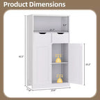 Meuble de Rangement Autoportant pour Salle de Bain avec Portes, Tiroirs et Étagère Réglable